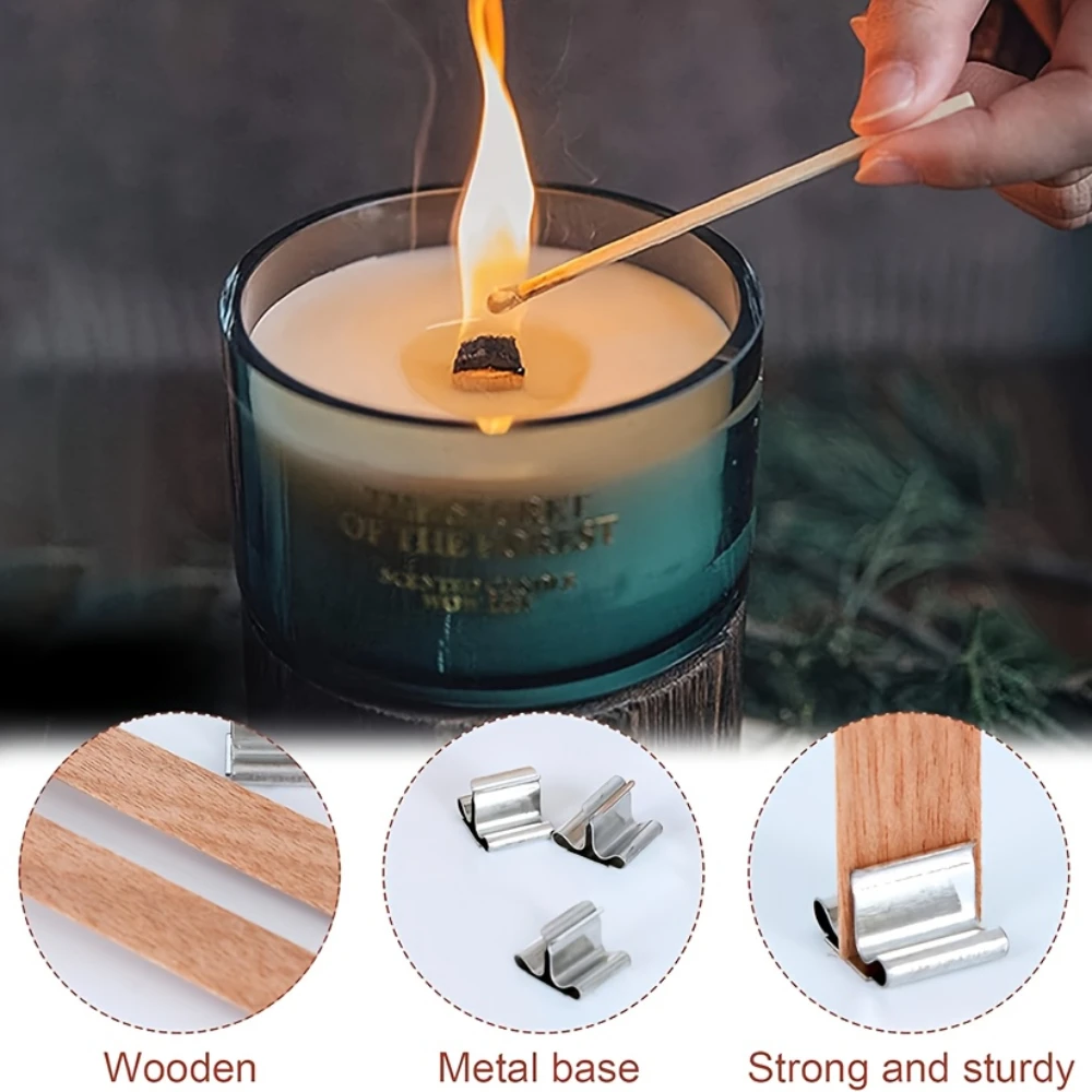 100Pcs Wooden Wicks with Base  - огляд і ціна Wooden Wick Candle