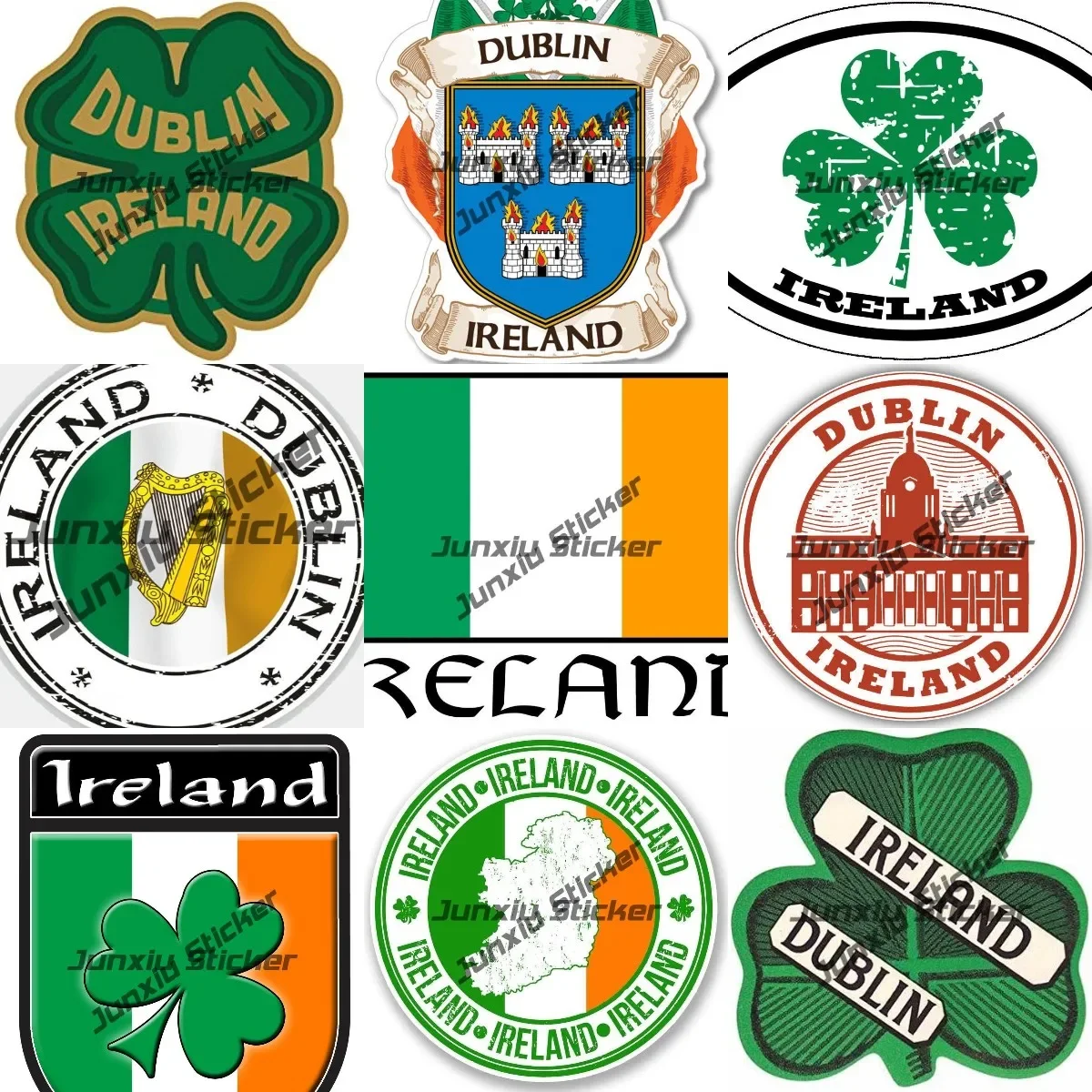 Lucky Shamrock Decal Irish Sticker Dublin Ireland Travel Stamp Car Sticker County Donegal Dublin Irish Decal for Cars SUV Laptop