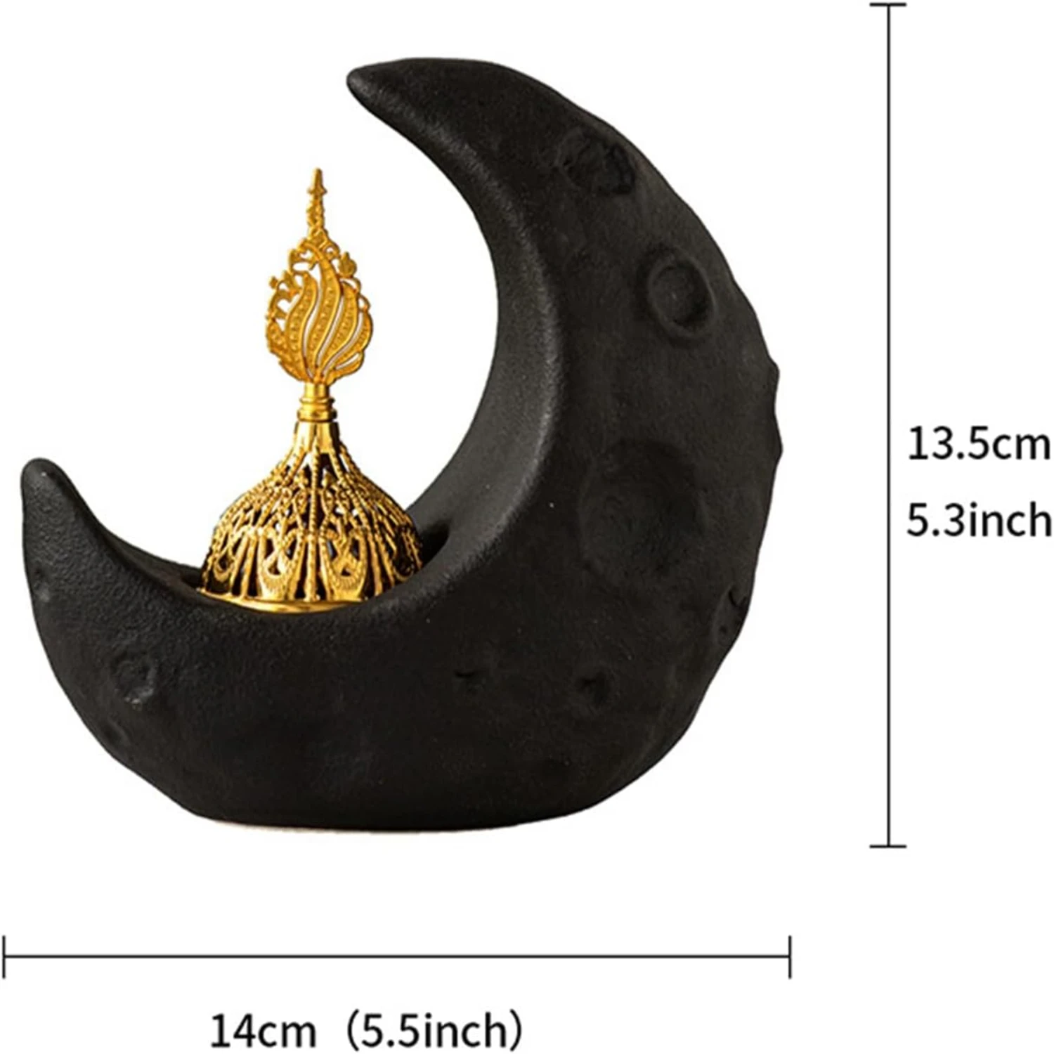 Moon Burner Ceramic Fountain Holder Yoga Meditation Decor Moon Decor Yellow