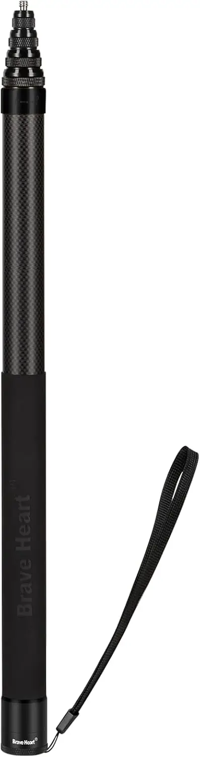Carbon Fiber Selfie Stick 3.0m Extendable for Insta360 & GoPro Max - Black