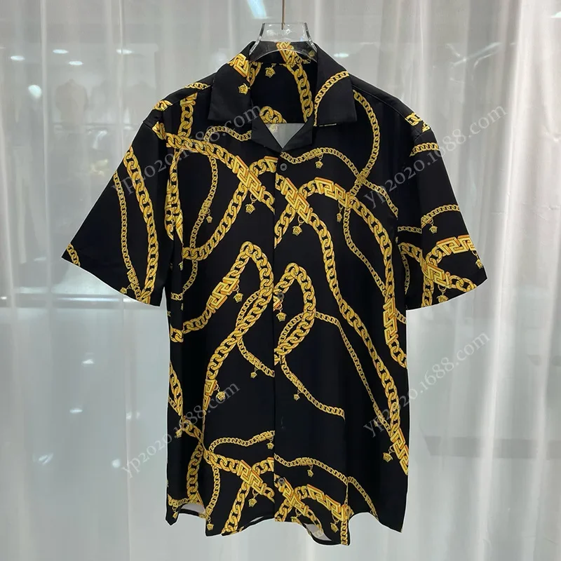 

Роскошные королевские черные рубашки для мужчин, повседневная мужская рубашка с коротким рукавом и цифровой печатью с пейсли, сорочка Homme De Luxe
