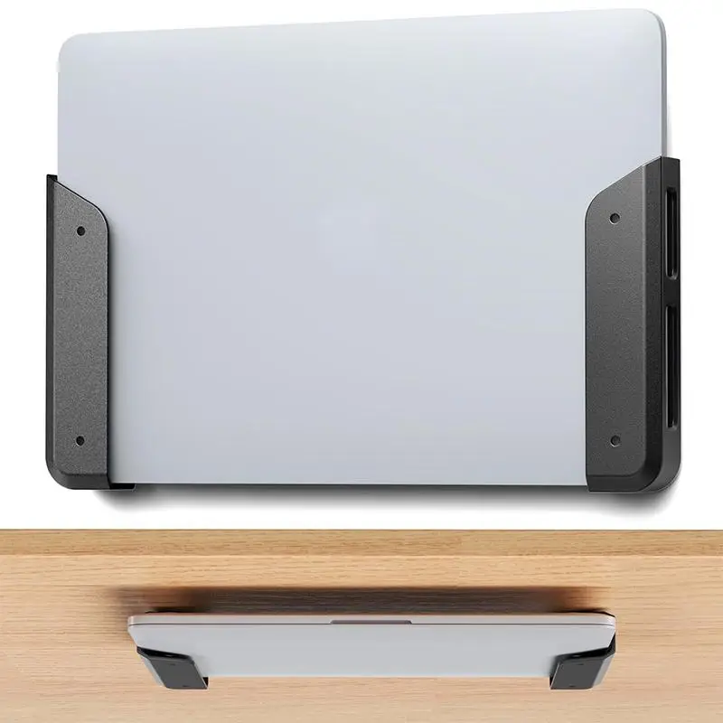 ∘Wall Mounted Under Desk Laptop Shelf Holder Anti Scratch Support for Compact Office Home Work Spaces