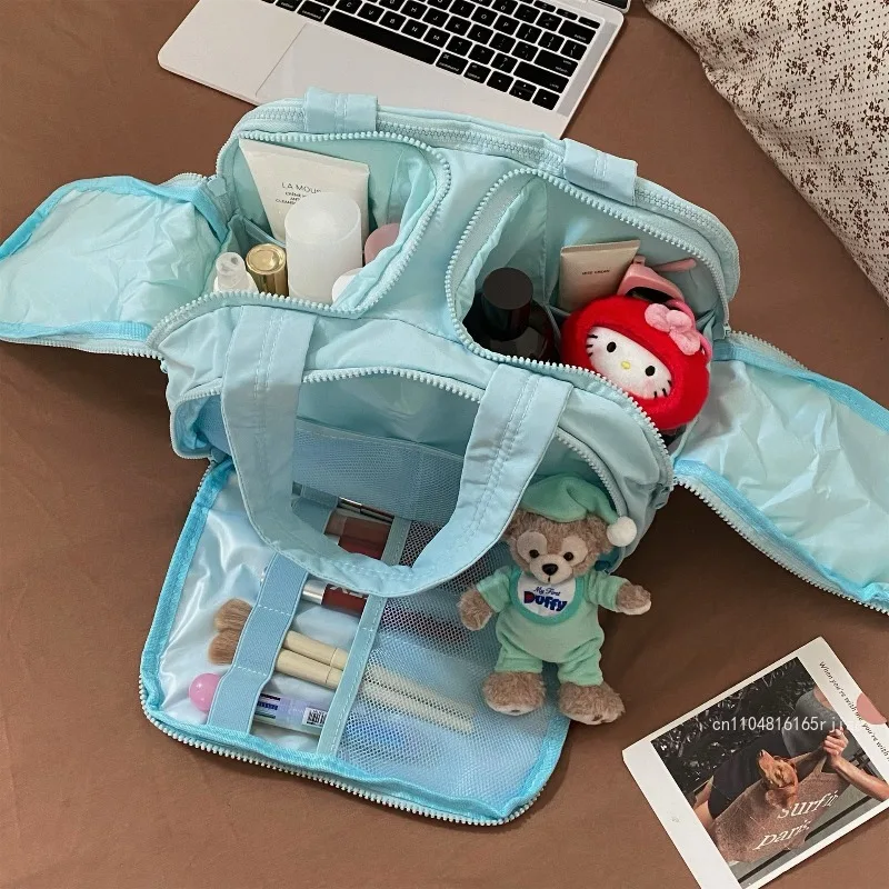 New Cosmetics Storage Bag Solid Color Portable Multifunctional Outdoor Portable Storage Bag Multi Layered Travel Storage Bag