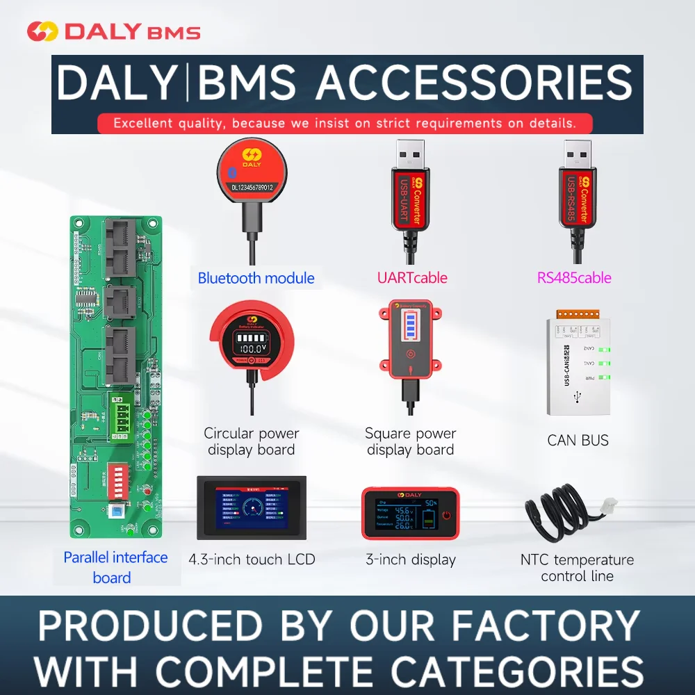 Moduł akcesoriów Daly Smart BMS WIFI Bluetooth USB do UART RS485, kable, wskaźnik poziomu napięcia baterii NTC, wskaźnik poziomu sygnału (SOC), ekran LCD. — zdjęcie produktu 2