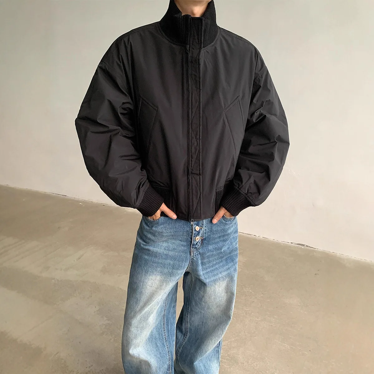 American flight men's autumn 2025 baseball Jacket Men Stand Collar Thick Bomber  Mens Casual Zip Up Short Jacket