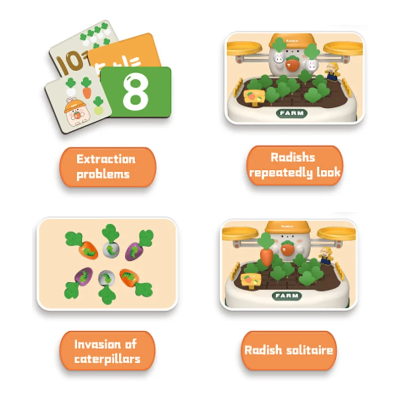 토끼 당근 당기는 게임 수학 균형 장난감 교육 학습 어린이 장난감 논리 훈련 유아를위한인지 개발