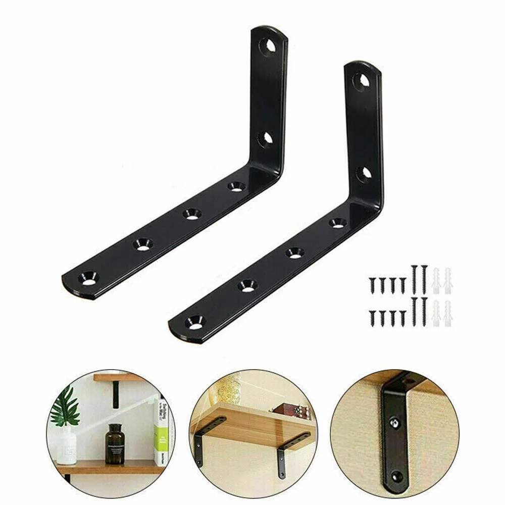 L shape Shelf Brackets Heavy Duty Metal Cast Iron Wall Mounted Silver Black Right Angle Support Holder Hardware Multi-functional