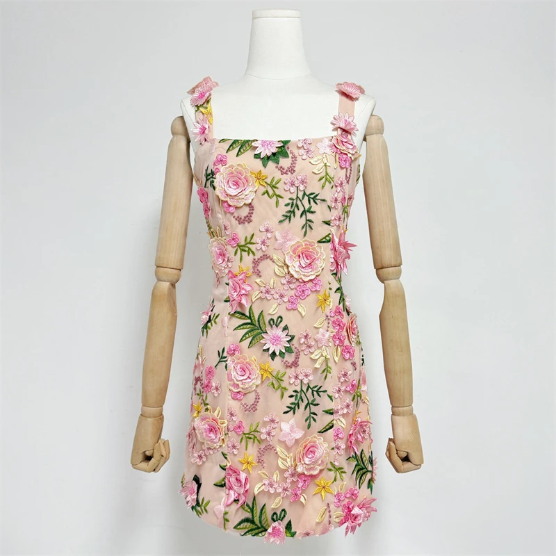 

Womens dresses New 3D flower embroidery mini dress for autumn 2025 backless sleeveless short dresses suspender party dresses y2k