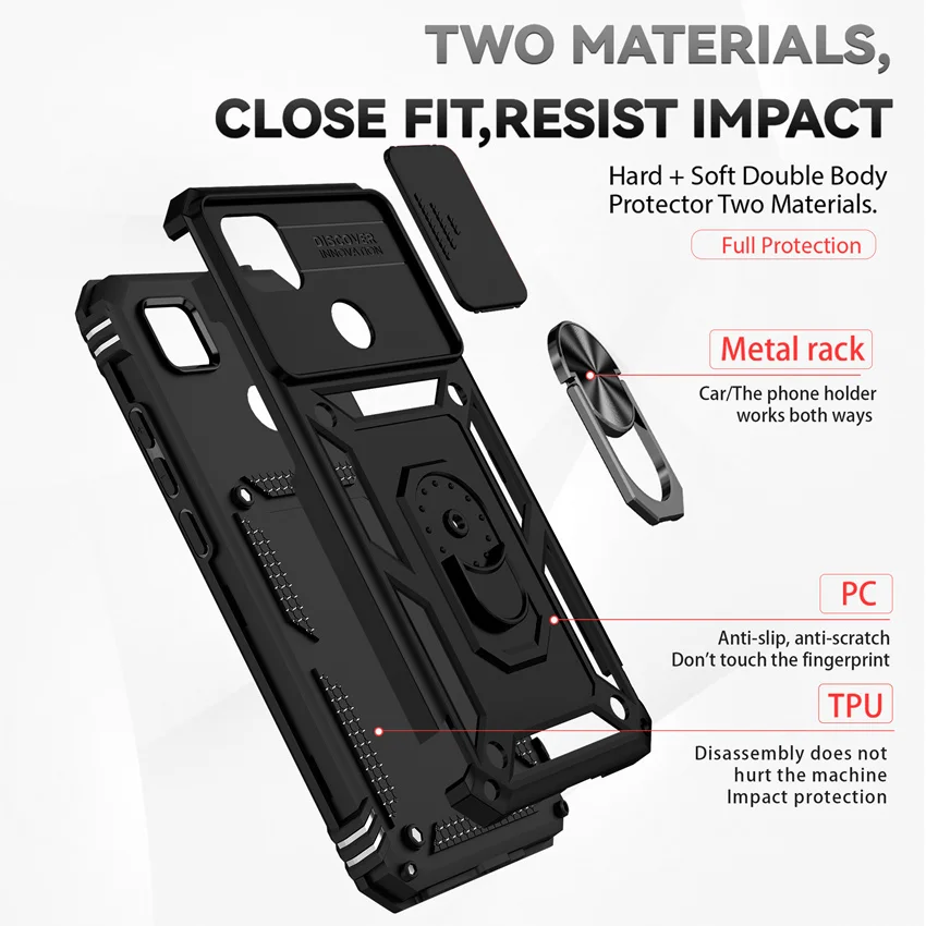 POCO X4 Pro 5G Camera Protect Case For Xiaomi Redmi Note 11 11S 10 10S 9 9S 10A 10C 9C X3 NFC Pro Armor Hybrid Ring Back Cover image 3