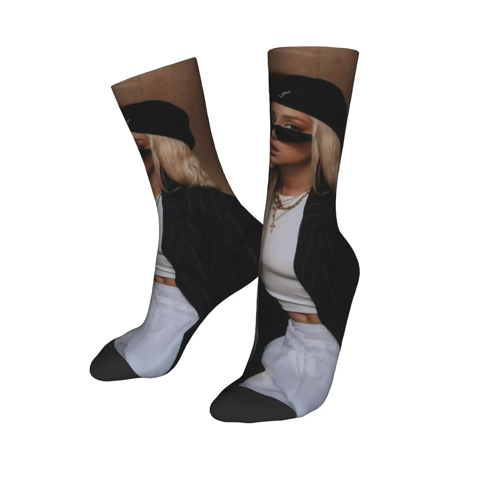 Lolas pop Music Singer Indigos Theme Design Crew Socks Accessories لملابس الحفلات جوارب مضادة للانزلاق