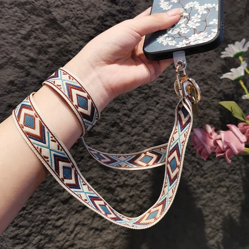 Mobile Phone Lanyard Hanging Neck Women\'s Exquisite Ancient Style National Style Hanging Rope Vintage EmbroideryPendantRemovable