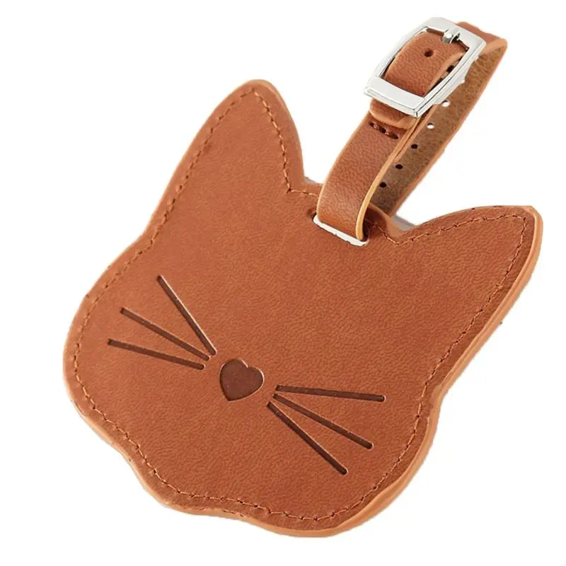 Cadeau bagage mignon pour étiquette valise en cuir chat avec des étiquettes sangle