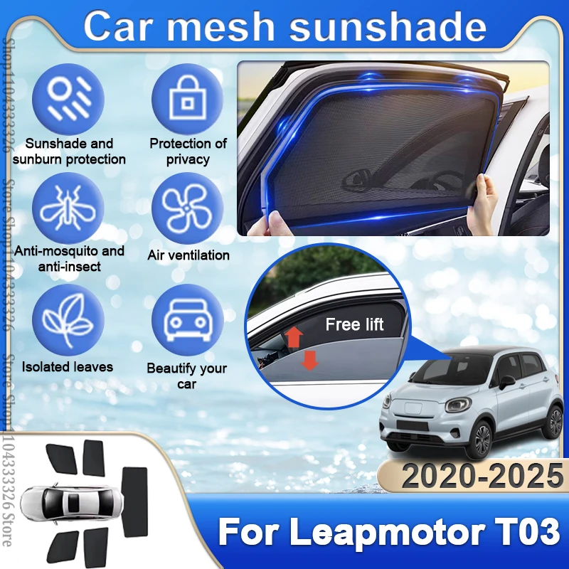 

Magnetic Car Sunshade For Leapmotor T03 2020 2021 2022 2023 2024 2025 Curtains Window Uv Side Protection Sun Visor Summer Parts