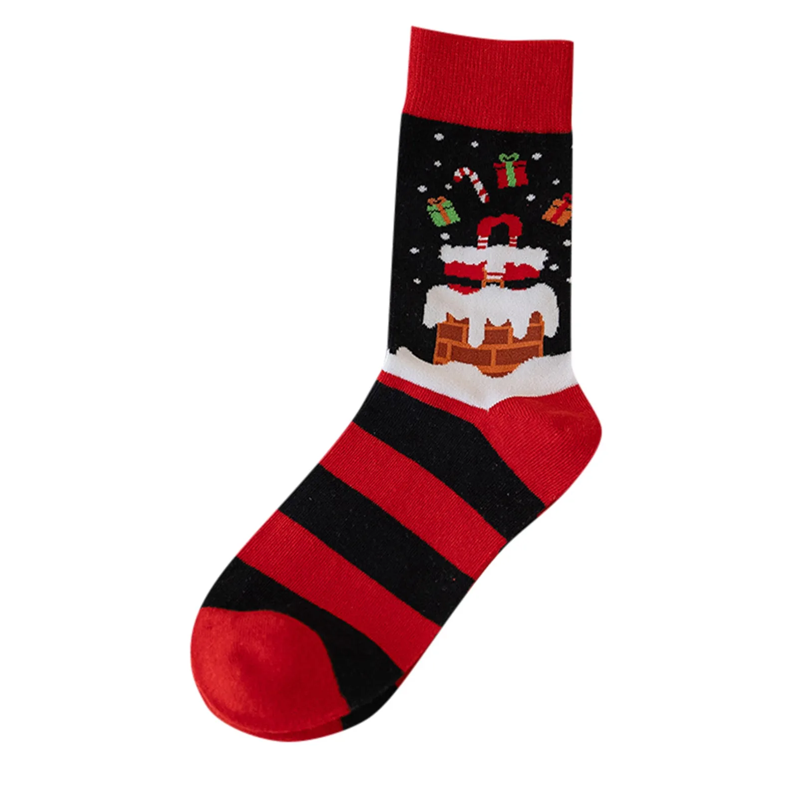 1-Pairs Unisex Mid-Calf Length Christmas Themed Socks Cartoon Santa Claus Socks for men Women Fun Cute Sock Christmas Gift