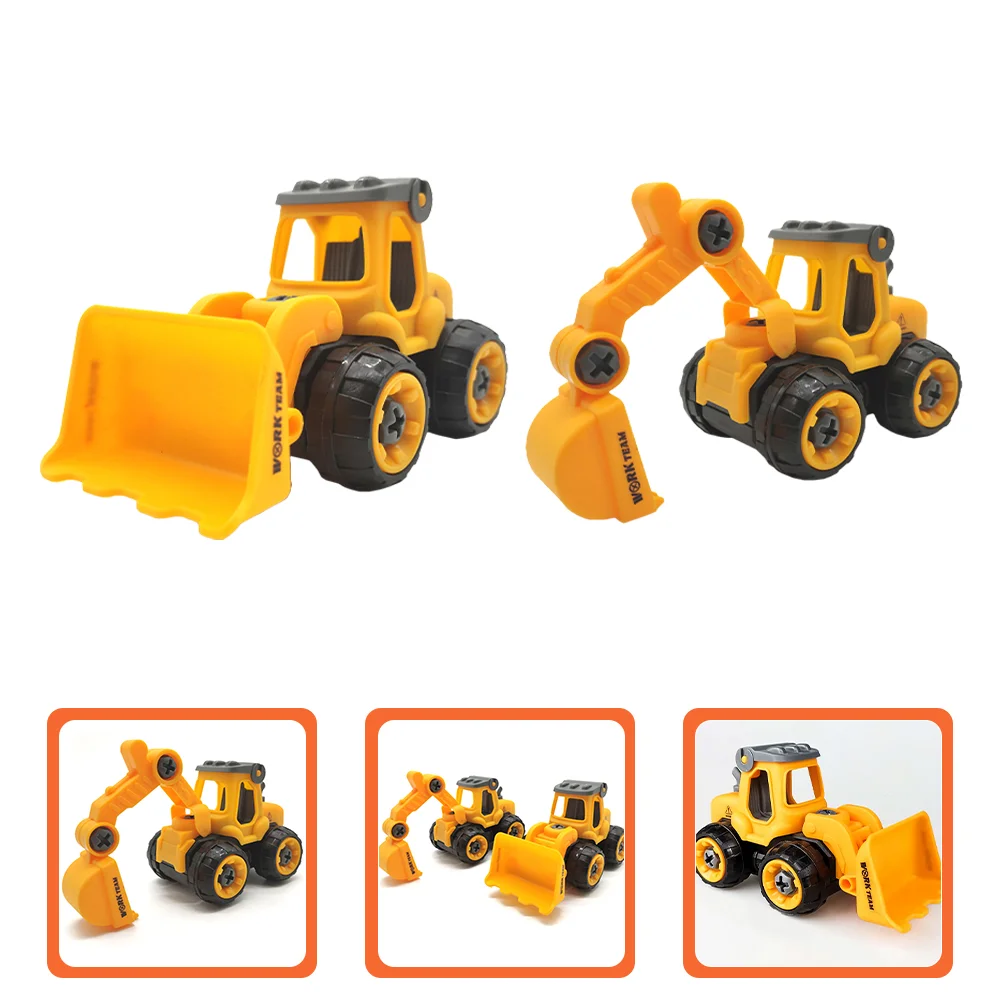 2 Pcs Excavator Ornaments Birthday Decoration Party Decorations Play Construction Cake Engineering Worker Toy Child