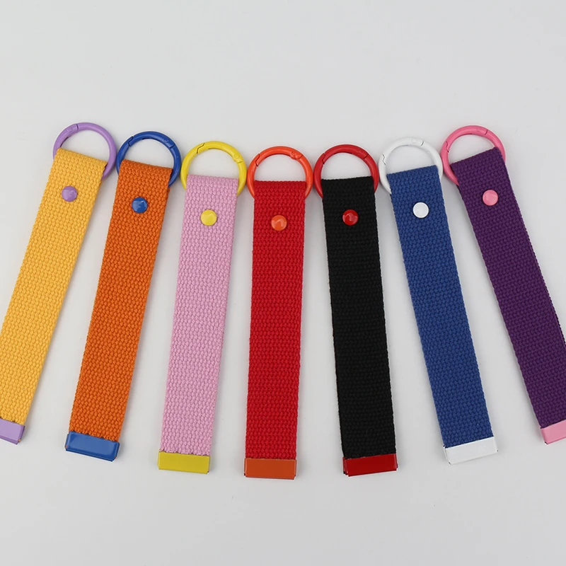 

2.5X12CM Canvas Keychain Strap Key Holder For Backpack Suitcase Baggage Tag Label Keyring Strap Blank Solid Color Key Chains