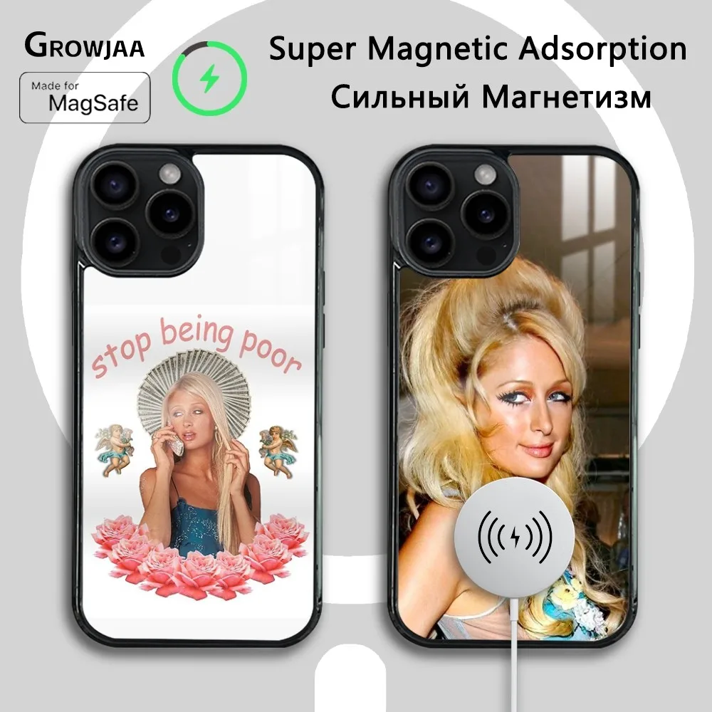 P-Paris H-Hilton Stop Being Poor Phone Case For iPhone 16 15 14 13 12 11 Pro Max Plus Mini  Mirror Wireless Magnetic Cover