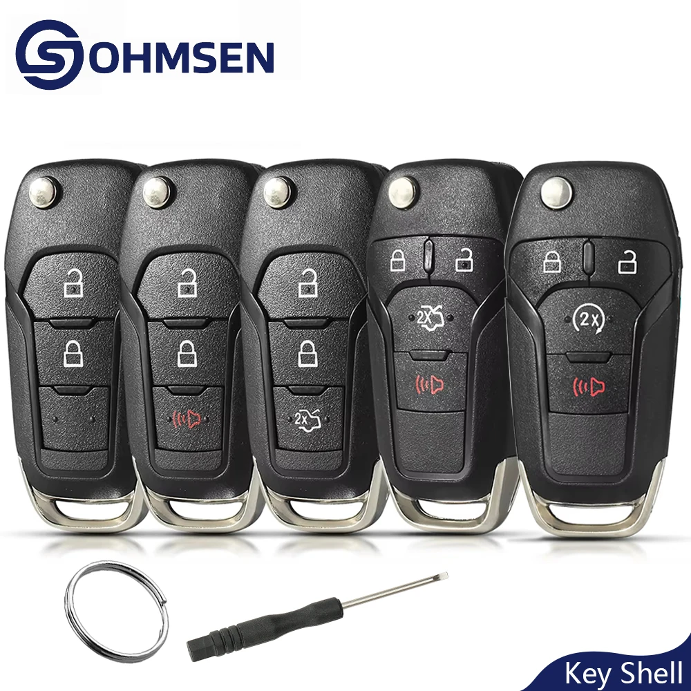 OHMSEN For Ford Remote Car Key Fob Shell Case F150 F250 F350 Explorer Ranger KA Fiesta Mondeo Focus Kuga Escort 2/3/4 Buttons