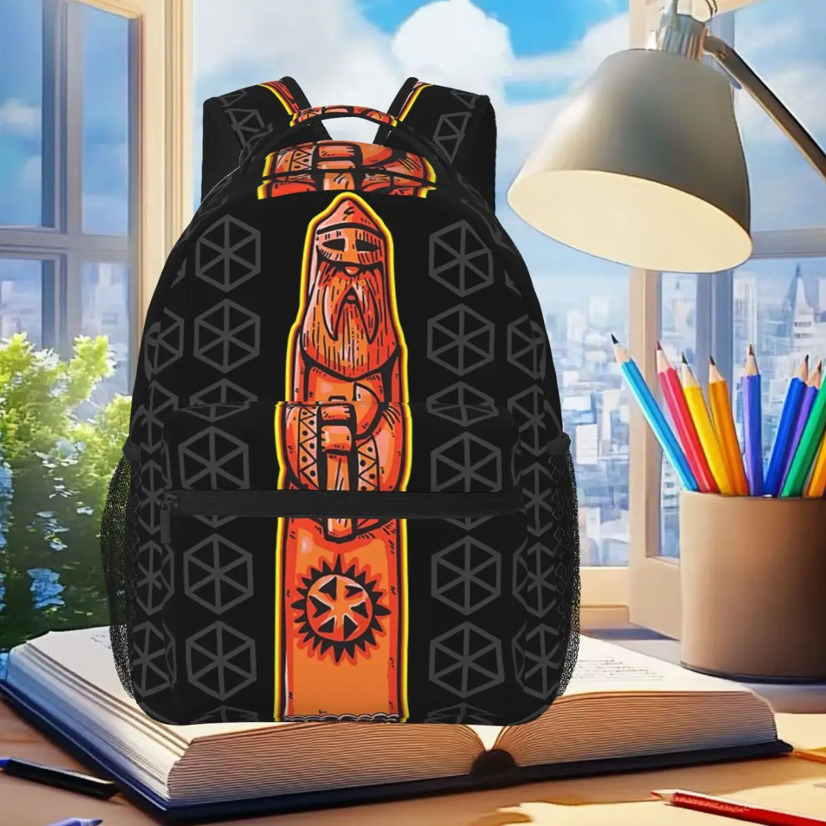 

Slavic God Perun Statue Korovat Symbol Primitive Religious Print Backpack Student Boys Girls BookBag School Bag Shoulder Bags