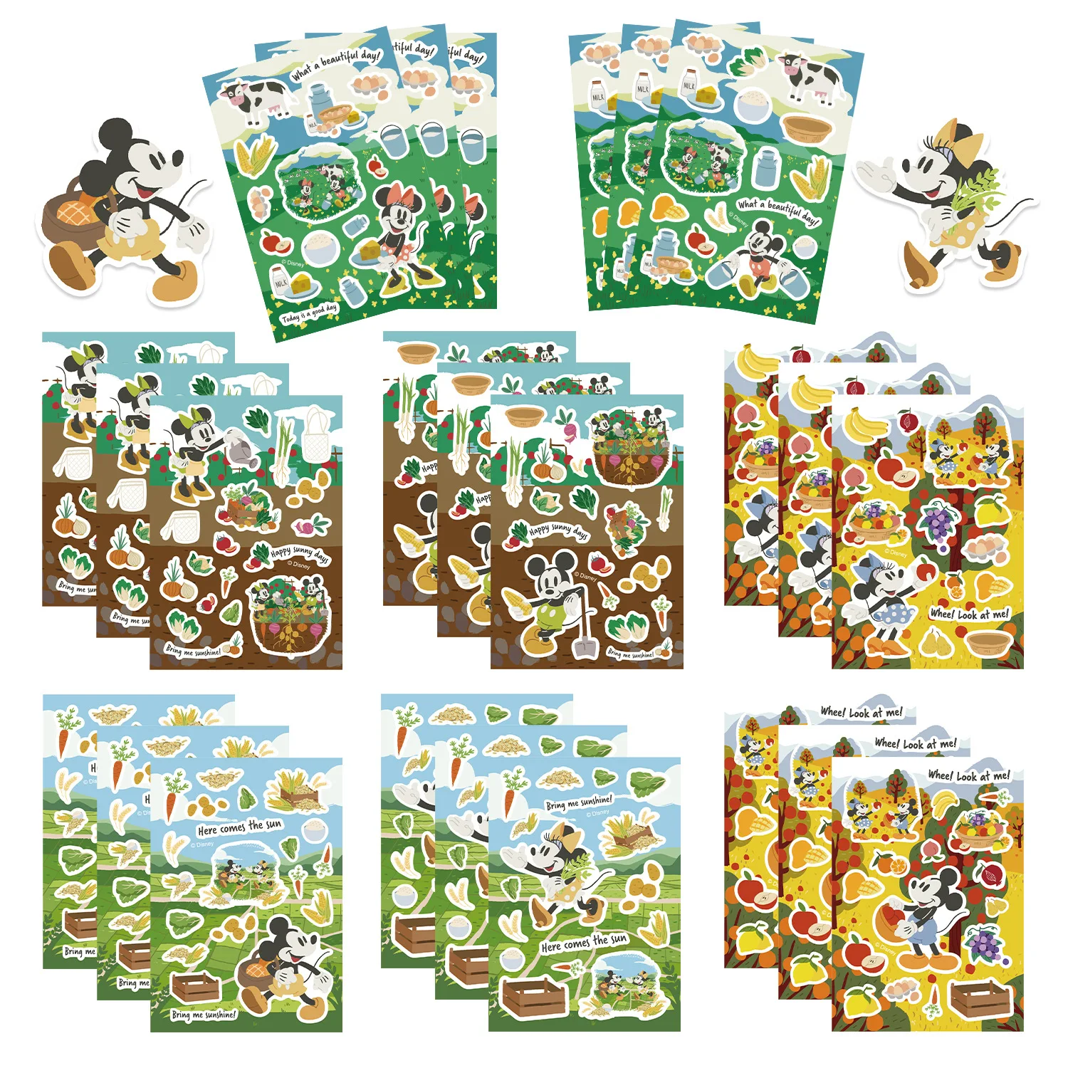 

8/16Sheets Disney Mickey Mouse Farm Make a Face Puzzle Sticker DIY Phone Laptop Luggage Skateboard Graffiti Decals Fun for Gift