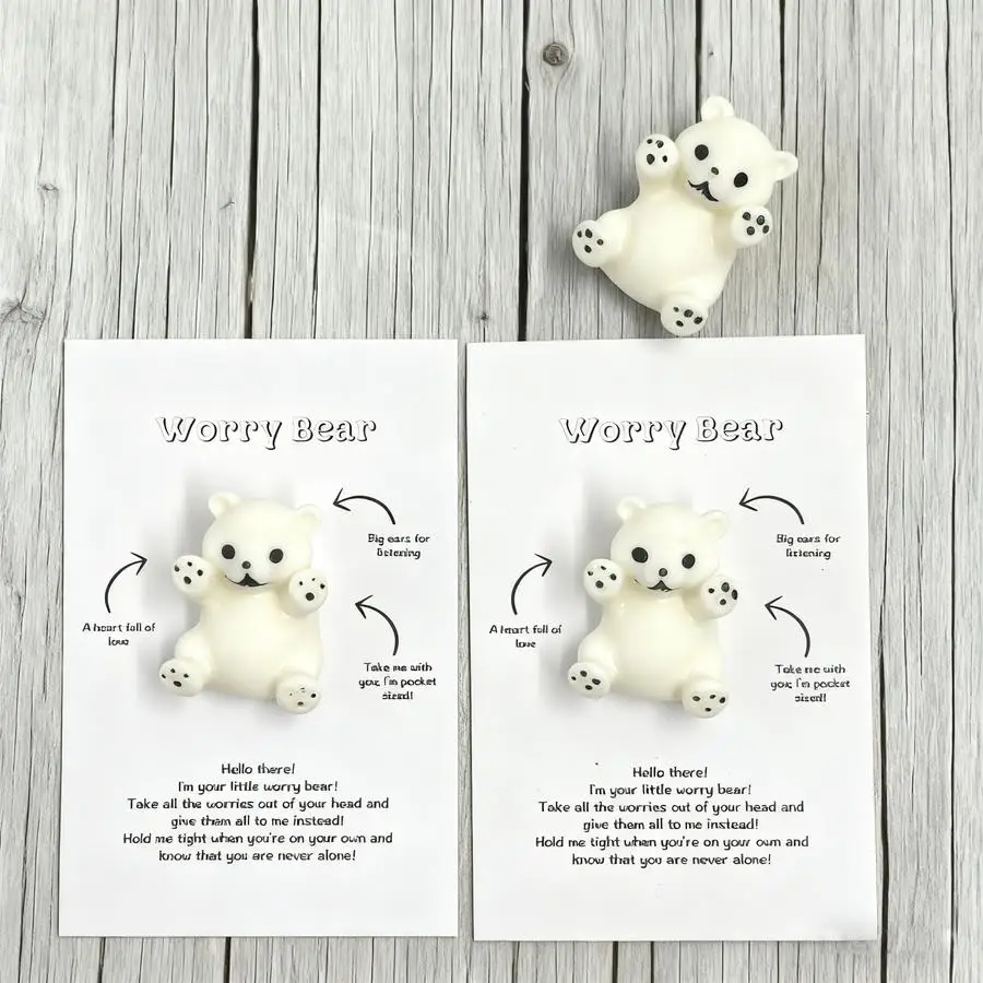 1/5/10/20/50/100 قطعة بطاقة الدب اللطيفة الصغيرة الخنفساء القلق ، عناق الجيب ، هدية الدعم ، هدية الصديق ، التفكير عنك عناق هدية ، عناق توك