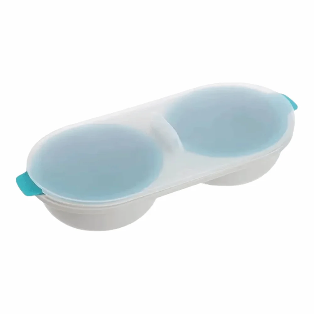 Food Grade Microwave Egg Poacher Heat Resistent with Lid Egg Cooking Tools Double Cup Quick Heating Microwave Egg Steamer
