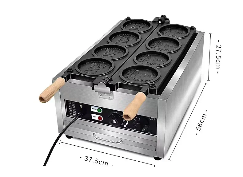 Commerical Coin Waffle Maker Machine 4 Pieces Round Shape Waffle Machine Snack Crispy Cheese Cookie Maker