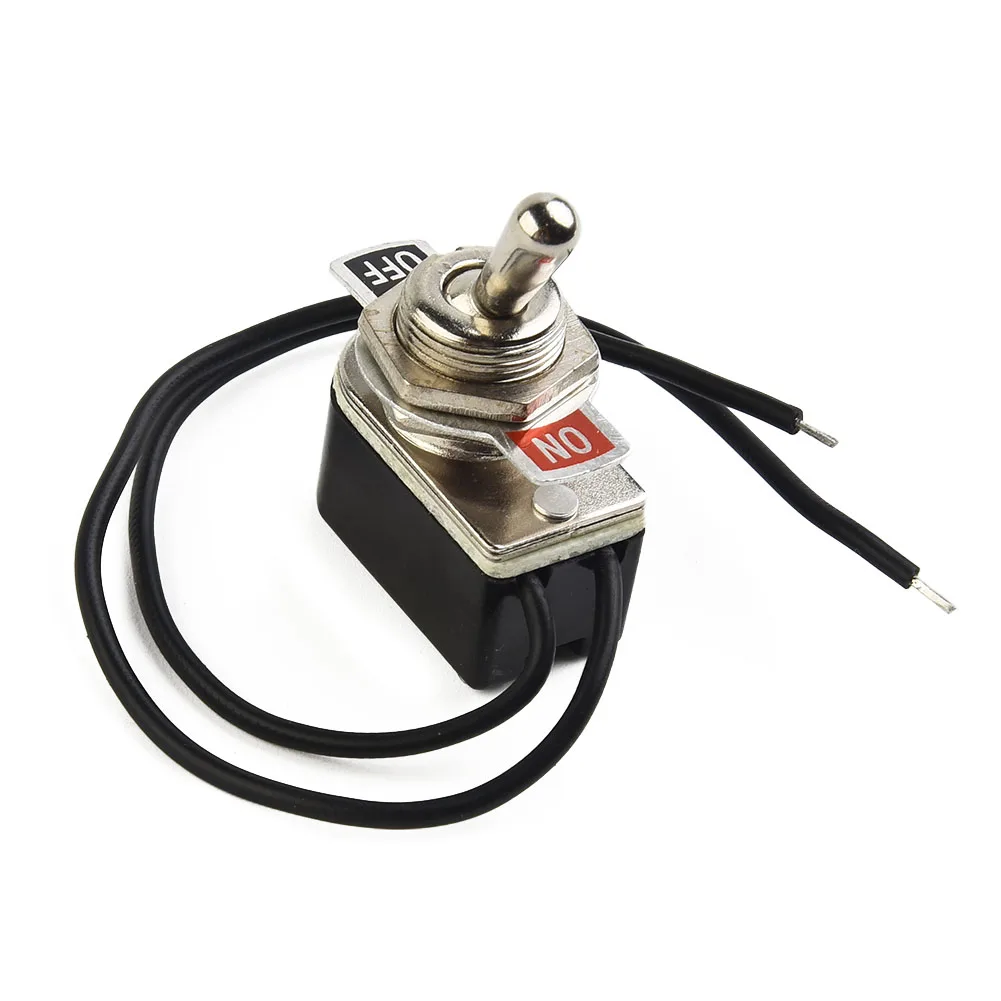 SPST 6A Toggle Switch Rocker SPST Contacts Switch Toggle With Wire Switch 12mm Cutout 1PCS 2 Foot Black+Silver