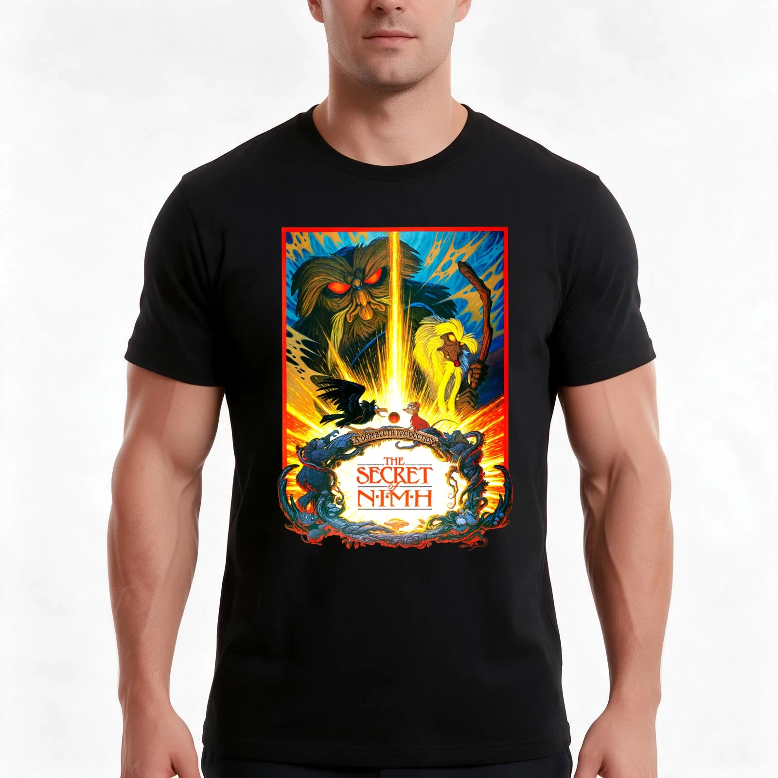 The Secret of Nimh T-Shirt, Summer Casual Cotton Tee, Oversized Streetwear Tops, Vintage Graphic Print, Loose Fit Short Sleeve
