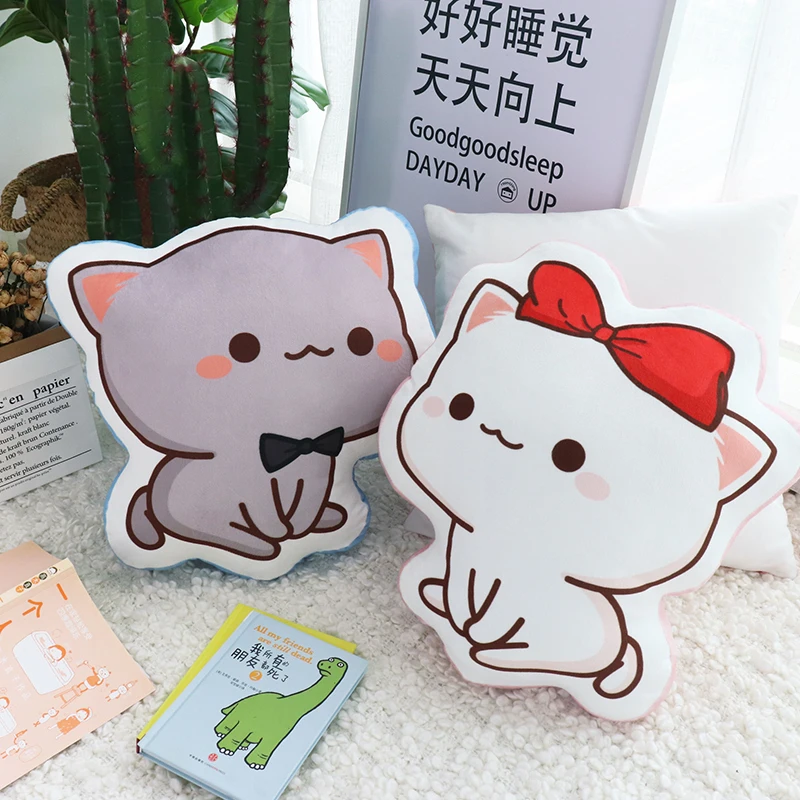 Mitao Cat Plush Cushion Cartoon Peach Cat Plush Cute Stuffed Soft Pillow Toy Room Decor Sofa Doll Wedding Gift For Couples