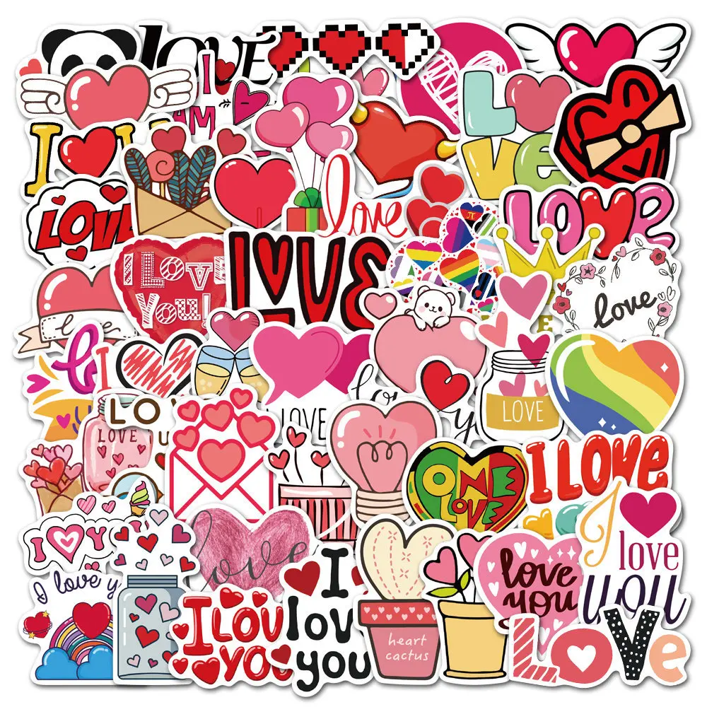 Valentine's Day Limited Sticker Pack, Love Cartoon, Graffiti, iPad, Bagagem, Carro, Water Cup, Guitarra, DIY, Clipart, Toy Decoração, Novo, 2022