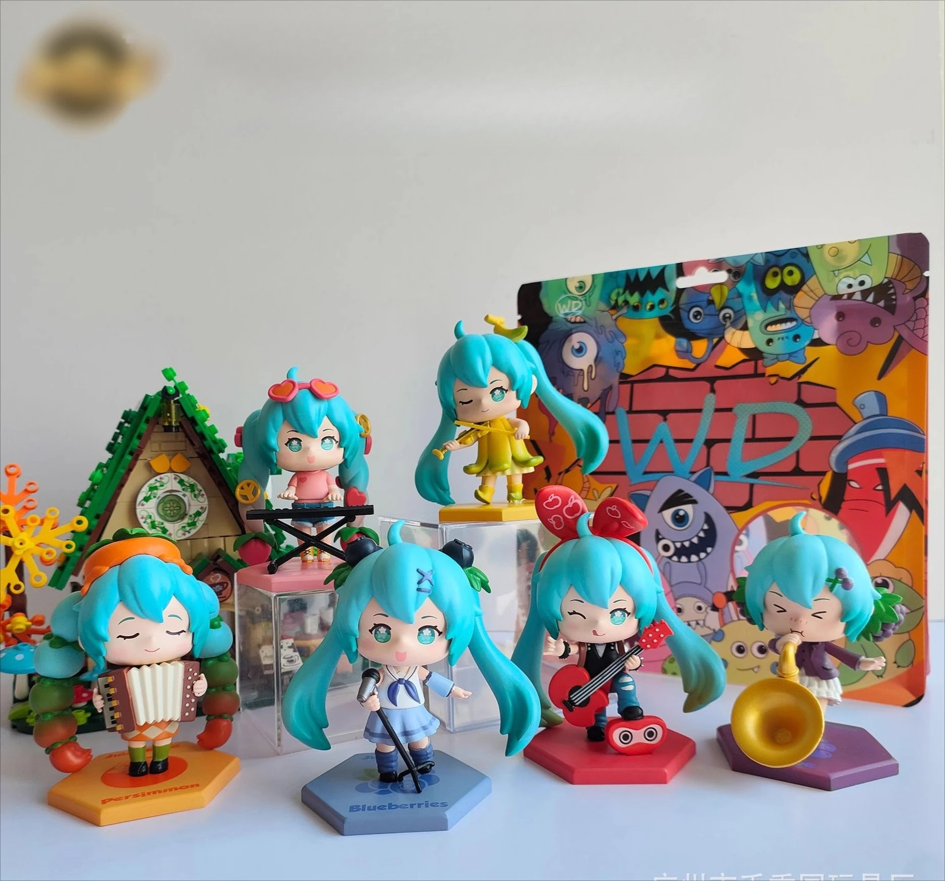 

In Stock Hatsune Miku Anime Girl Figures Fruit Music Team Party Kawaii Doll Model Pvc Collection Kids Toys Halloween Gift