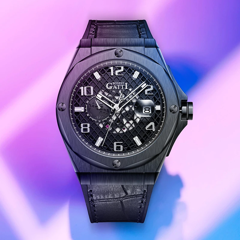 

Мужские автоматические механические часы BONEST GATTI, светящиеся в темноте, подарок на День святого Валентина для модных мужчин, наручные часы