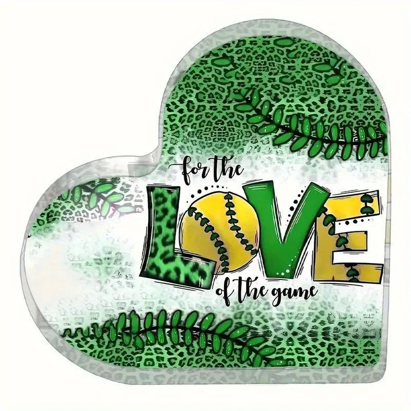 4 Inch x 4 Inch Heart Acrylic Softball Coach Gift, Season End Thanks Plaque