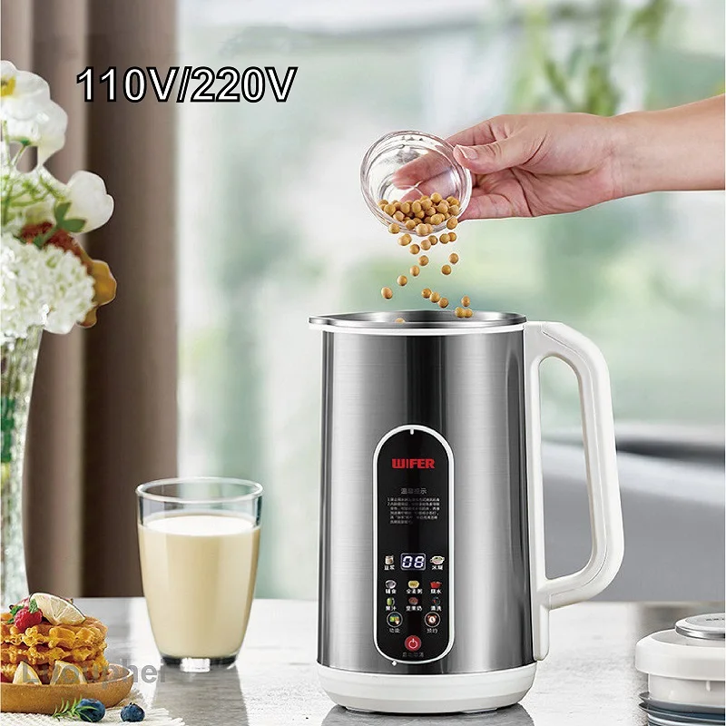 

110V/220V Soy Milk Machine 1.2L Appointment Wall Breaking Machine Juicer Auto Heating Rice Paste Machine 14 Leaf Knife Blender