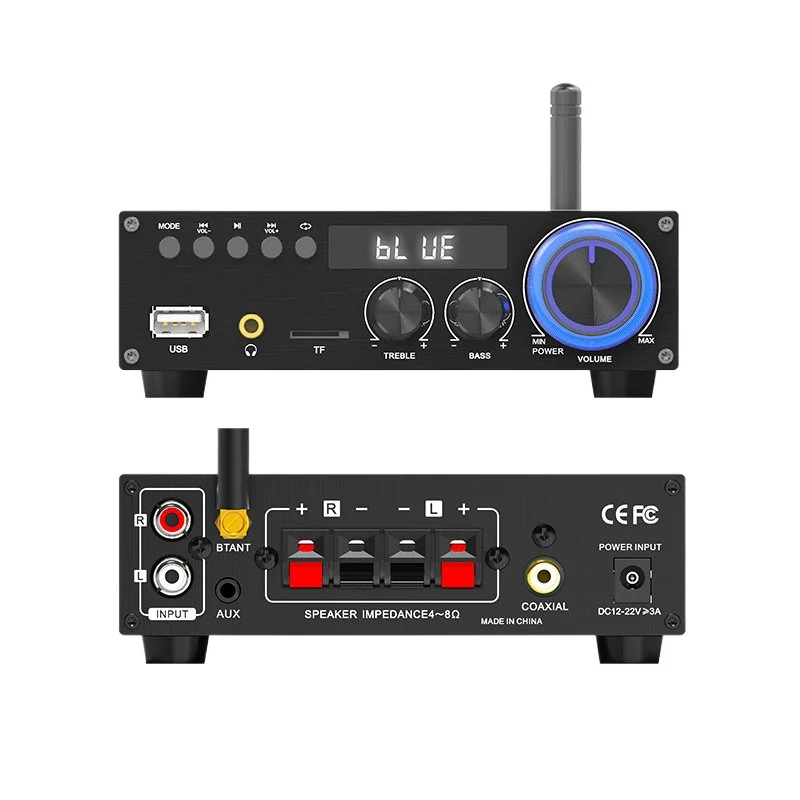 

Bluetooth 5.1 digital power amplifier 2.0 channel small household U disk insert cassette coaxial lossless decoding