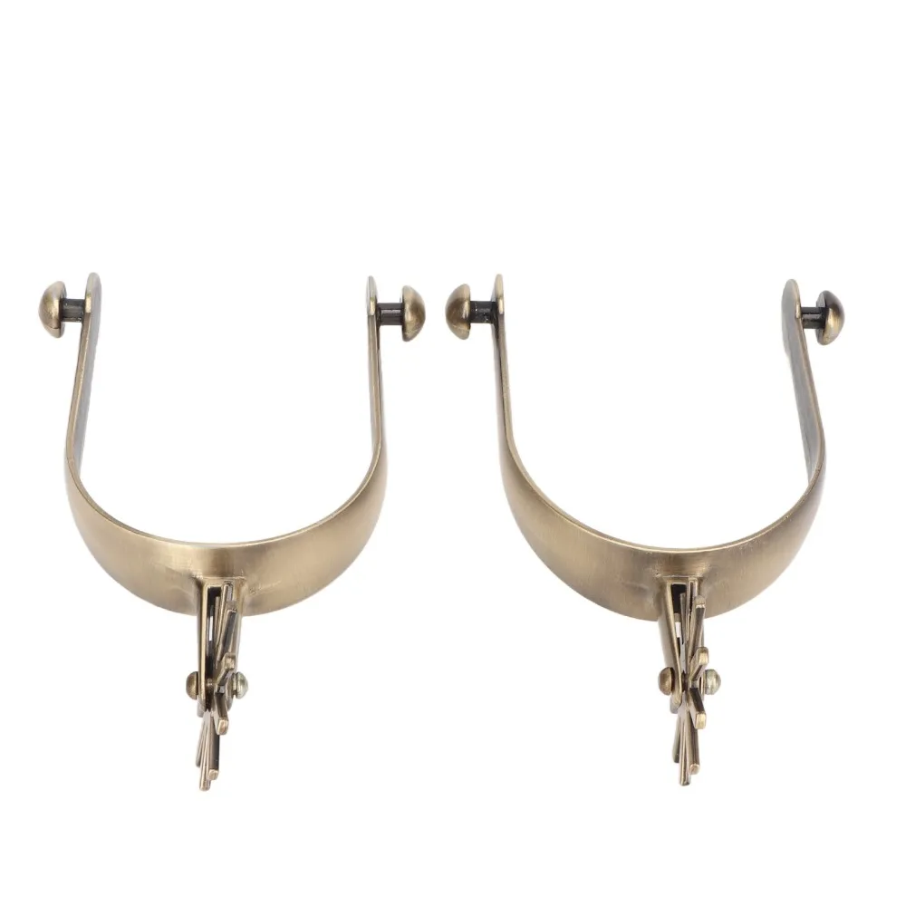 2pcs Durable Zinc Alloy Western Spurs Brass Bronze Rust Proof Metal Spurs Rotatable Gear Vintage Riding Spurs Horse Riding