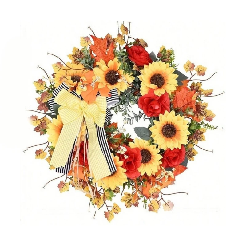 Artificial Wreath for Front Door Farmhouses Garden Thanksgiving Centerpieces Wreath for Indoor and Outdoor Decoration