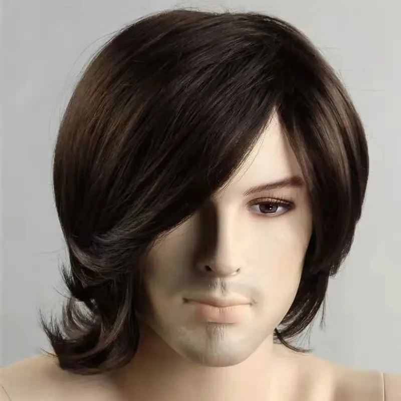 HAIRJOY Männliche Kunsthaar-Perücke, mittellang, gerade, Cosplay-Perücken, hitzebeständige Faser – Detail 1