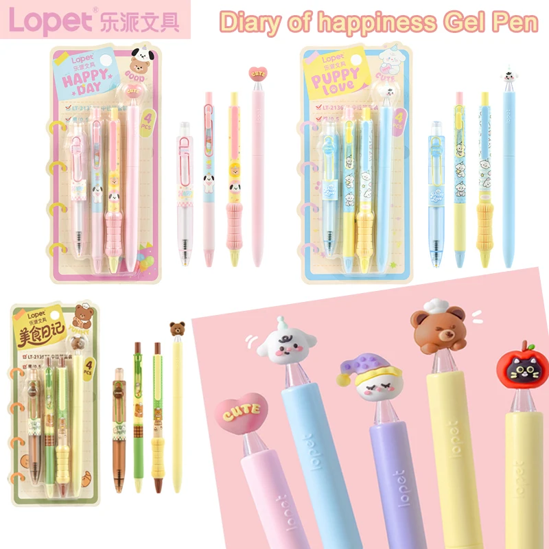 

Lopet Happiness Diary Gel Pen Set,Multi Colors Kawaii 0.5mm ST Fine Tip,Retractable&Twist Smooth Writing Pen For Signing,Planner