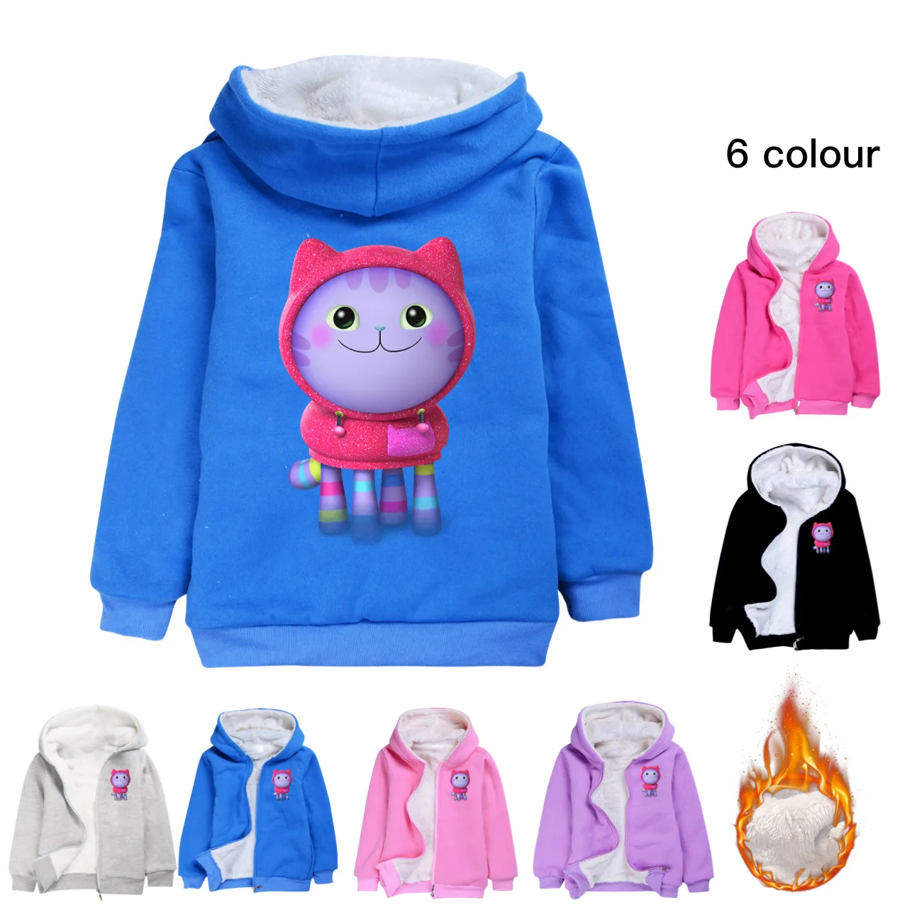 

Gabby Doolhouse Clothes Kids Gabys Chat Coats Winter Jacket Baby Girls Warm Fleece Plush Thick Parkas Children Zipper Outerwear