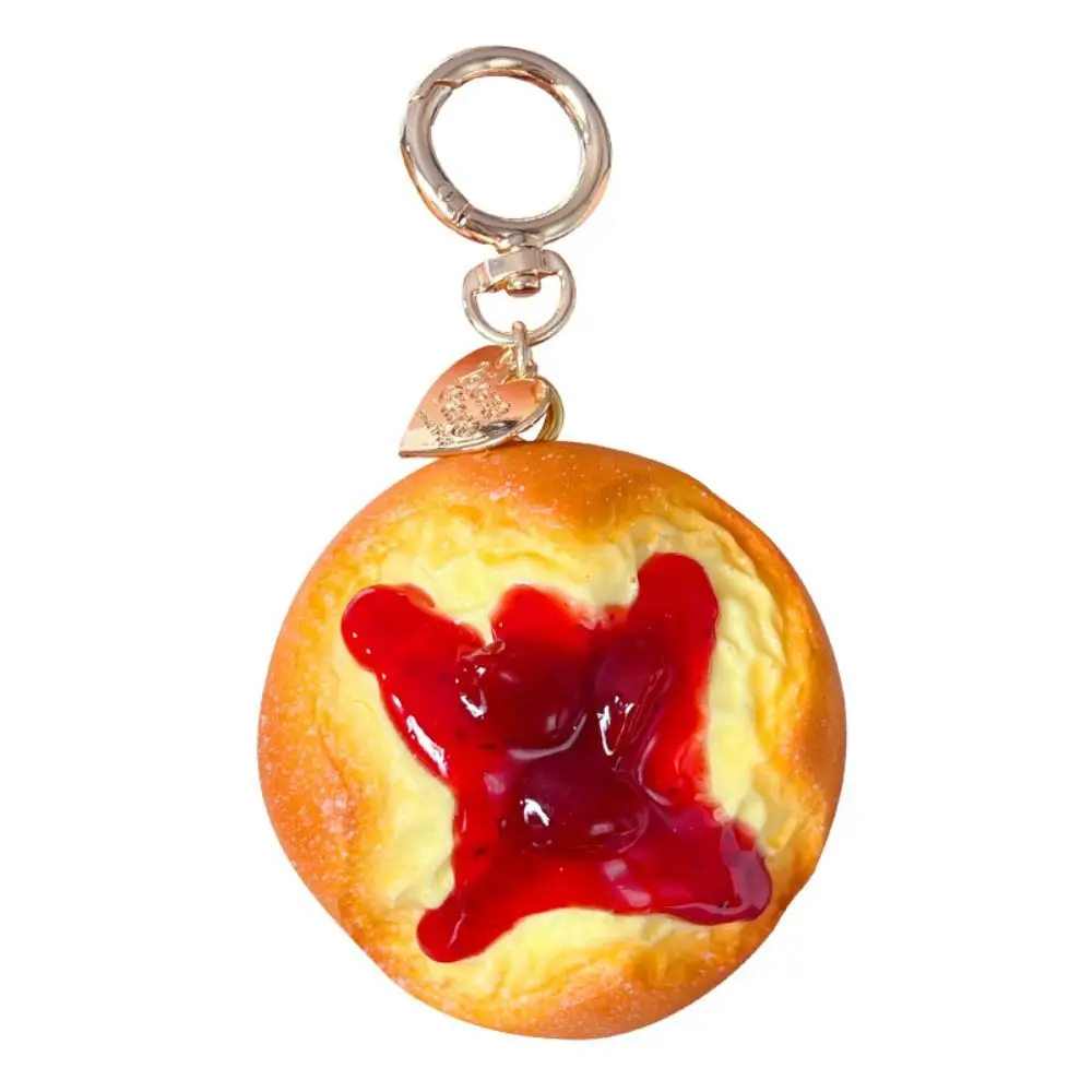 Slow Rebound Simulated Squeeze Bread Keychain Dessert Squishy Texture Simulation Bread Key Ring Simulated Fruit Filling PU