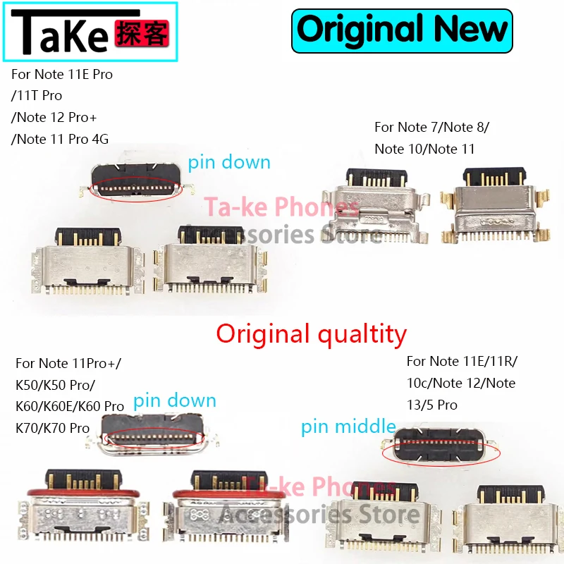 50-100Pcs Type-C USB Dock Charging Port Connector Jack Plug For Xiaomi Redmi Note 10 11 11E 11S 12 12T 7 8 13R 13 Pro Plus 4G 5G