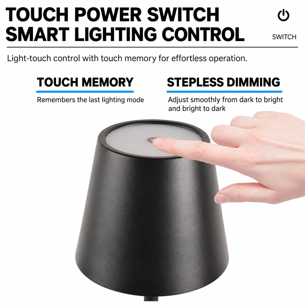 Rechargeable LED Table Lamp Touch Sensor Night Desk Lamp 3 Color Temperatures Stepless Dimming for Restaurant Hotel Bar Bedroom