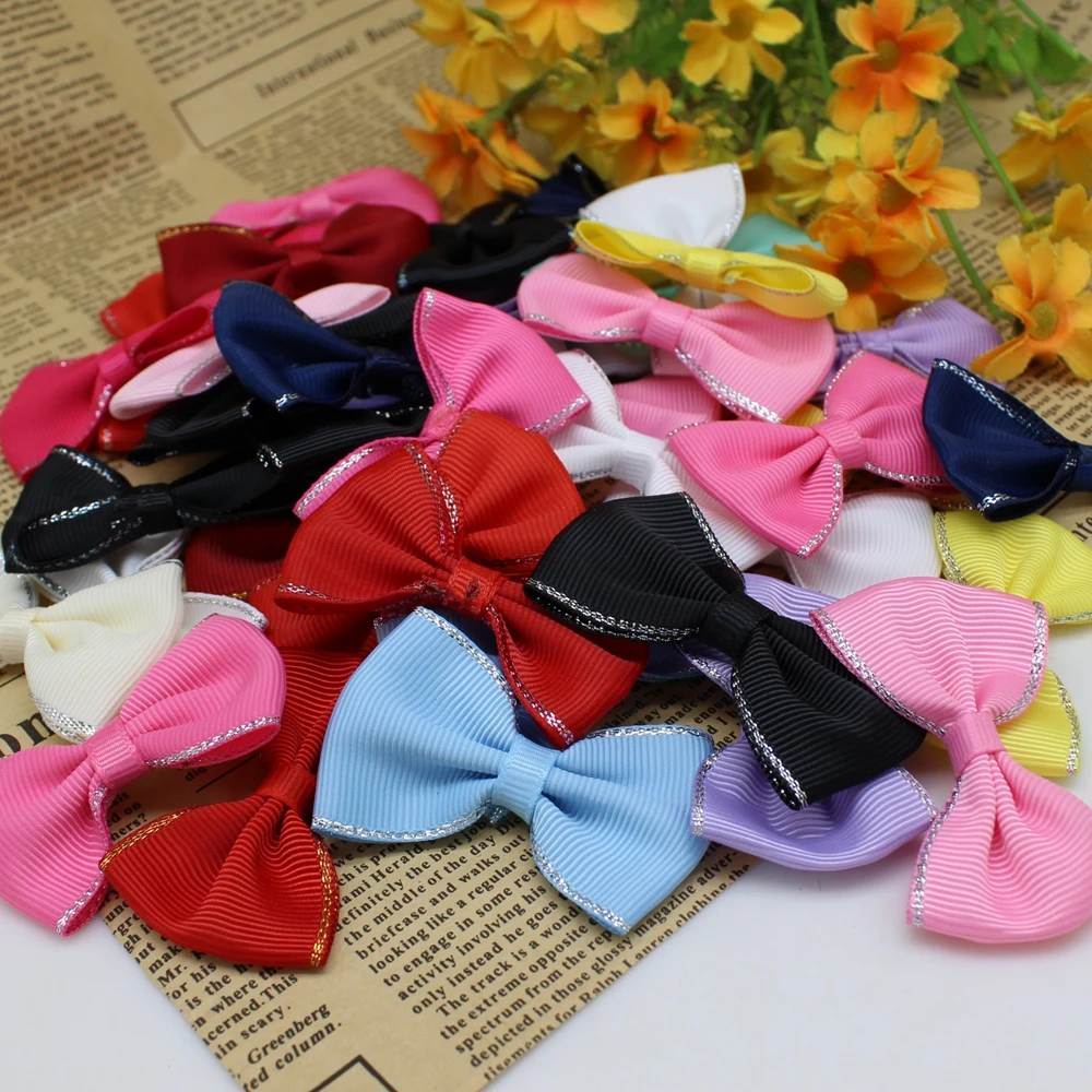 10pcs or 30pcs 40mm-60mm Grosgrain Ribbon Bows Wedding Party Crafts Pink White Bowknot Handmade Craft Supplies Wedding Supplies