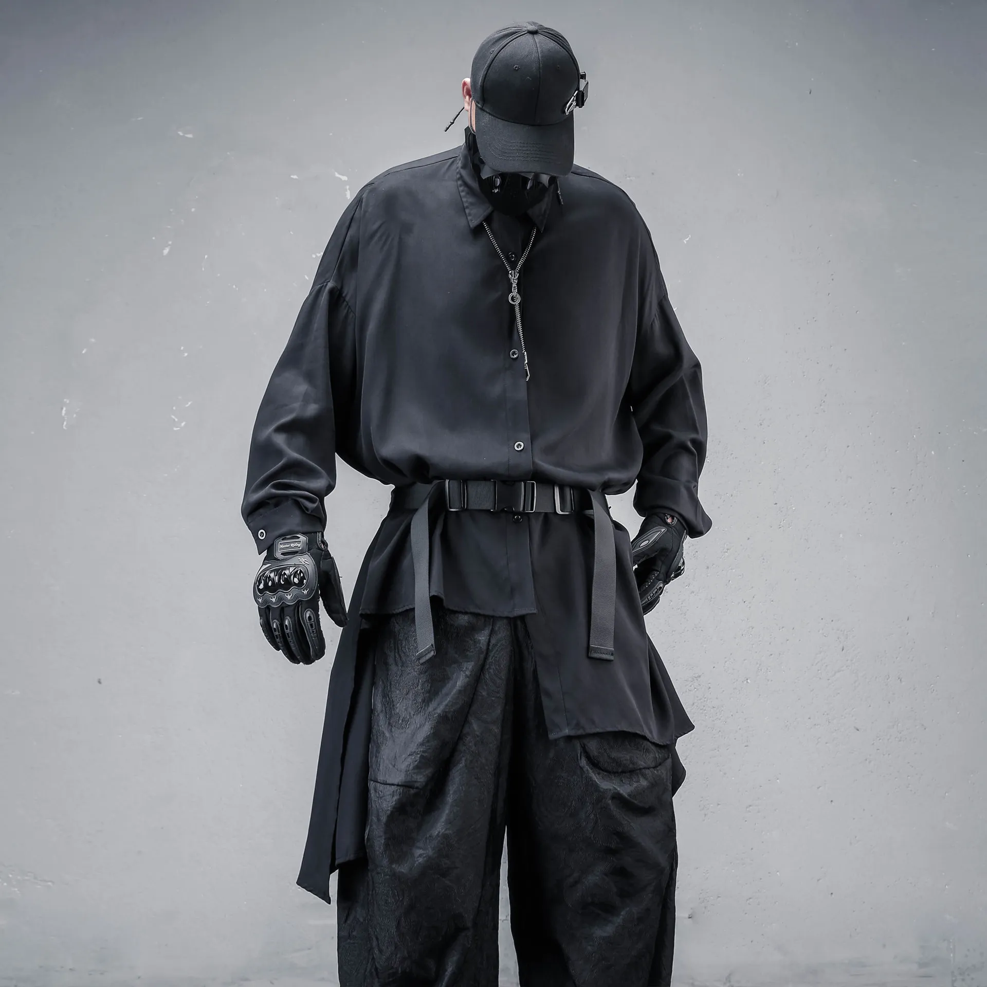 LZ Dark Profile a Swing Shirt Style Designer Asymmetric Design Mid-Length Batwing Sleeve Shirt