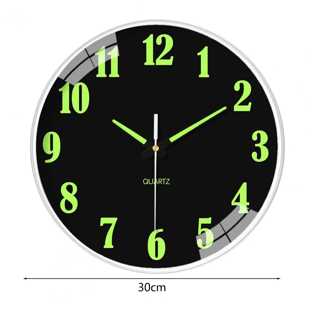 12 Inch Wall Clock Decorative Battery Operated Luminous Wall Clock Large Dial Gentle Lights Luminous Clock Digital Clock