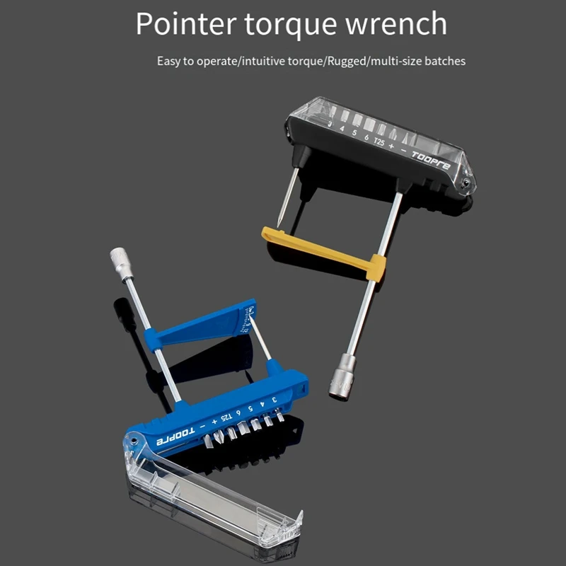 TOOPRE 3-12Nm Torque Wrench 3/4/5/6Mm T25 Bicycle Repair Tools Wrench Bike Maintenance Wrench Hex Key Tool Kit Blue