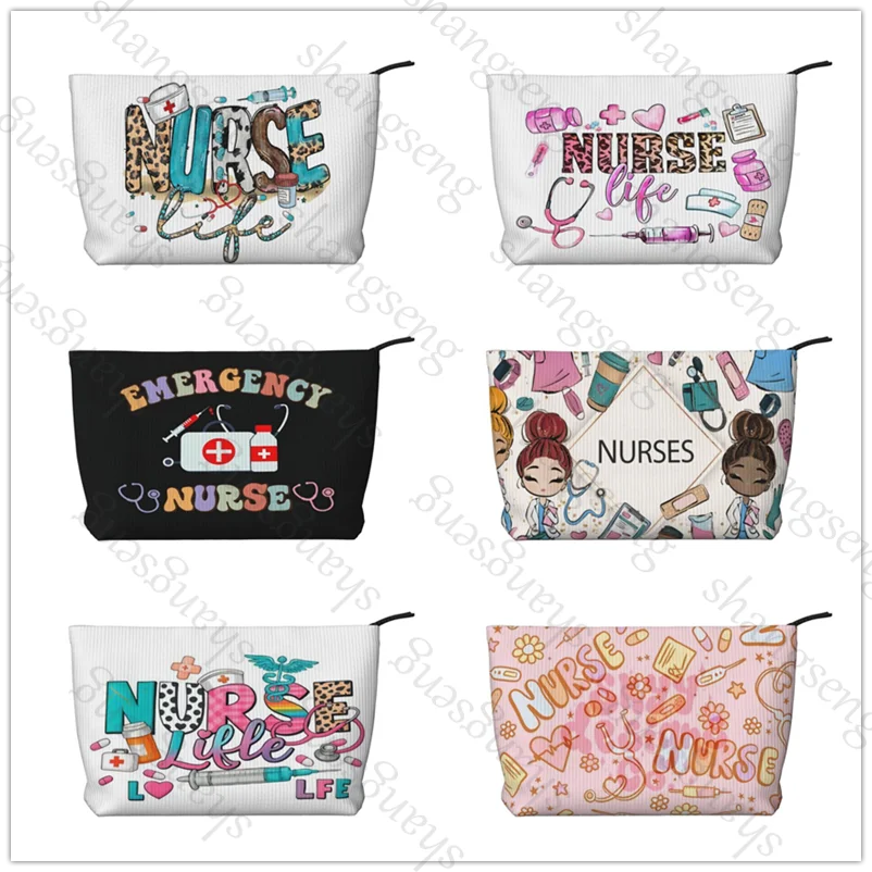 

Emergency Nurse Corduroy cosmetic bag portable travel toiletries bag, beauty makeup skin care sundries storage bag