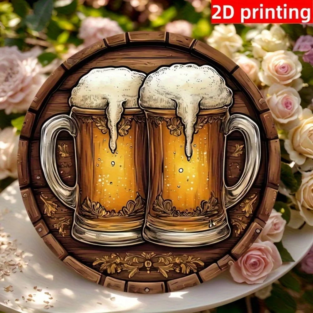 Vintage Retro Aluminum Wall Art 20x20cm Waterproof Durable Beer Decor For Home Office Living Room Bedroom Patio Yard Hanging